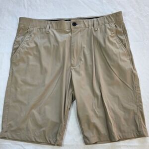 Kenneth Cole Golf Men Tan‎ Flat Front Performance Stretch Shorts Size 36